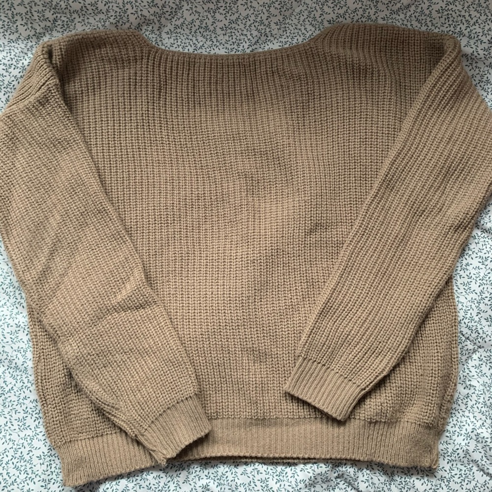 Low-Back Oversized Thick Knit Sweater